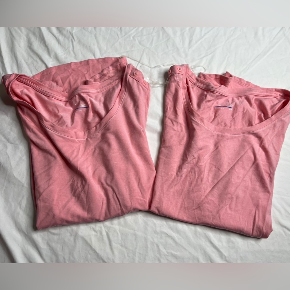 Lot Of 2 Columbia NEW Hike Crew Pink Omni Wick Short Sleeve Shirt Women Top M